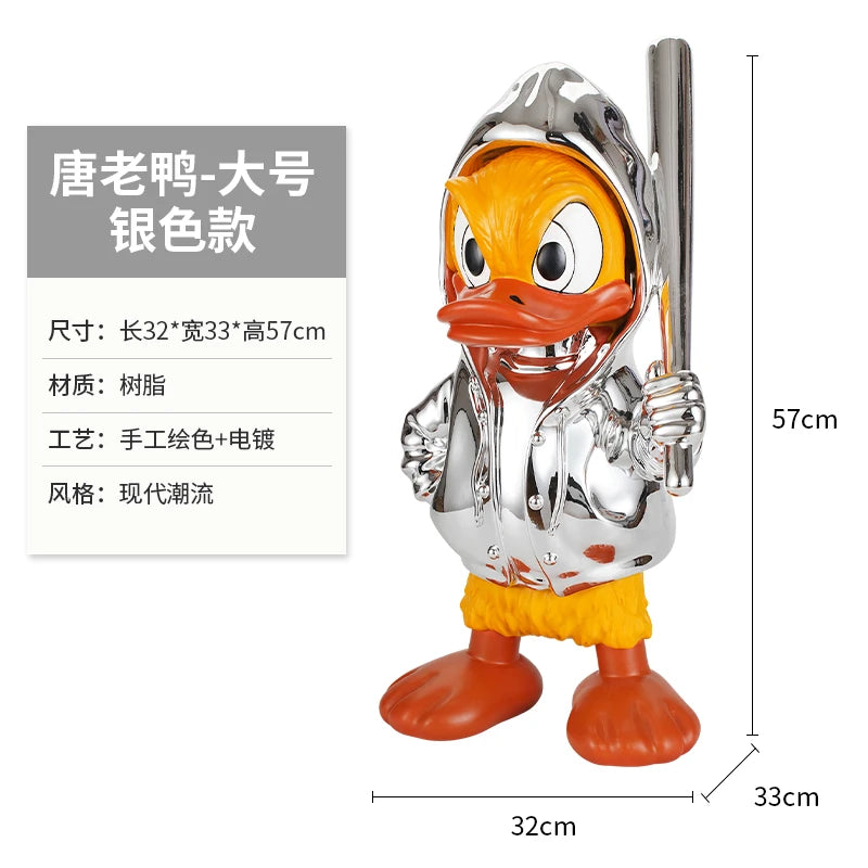 Disney New Donald Duck Statue Electroplate Punk Cartoon Donald Duck Resin Model Sculpture Desktop Ornaments Home Decor Gifts
