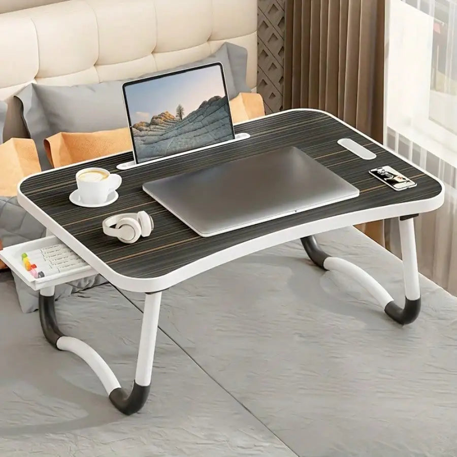 Tragbarer Laptop-Schreibtisch mit Getränkehalter, Tablet-Steckplatz und Hebegriff – faltbarer Laptop-Tisch zum Arbeiten,