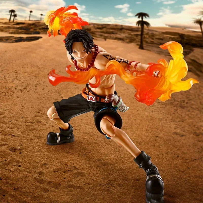 Auf Lager: Bandai SHFiguarts SHF ONE PIECE PORTGAS.D.ACE SABO Luffy Modellbausatz Actionfiguren Modellspielzeug Geschenk für Kinder