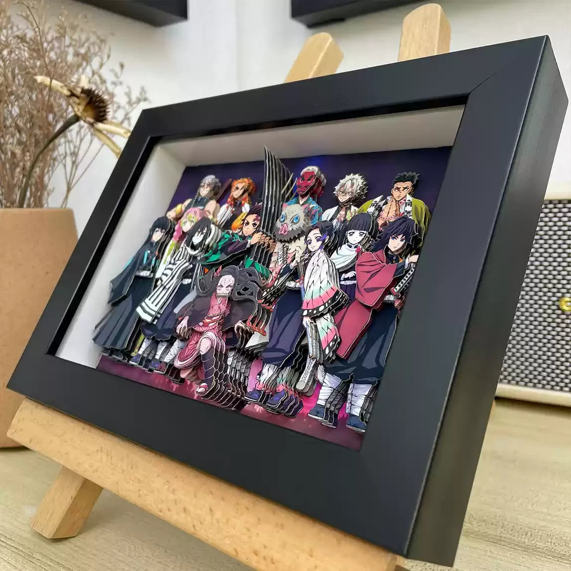 New Goods Anime Demon Slayer Kamado Tanjirou Kanroji Mitsuri Cosplay 3d Stereograph Cartoon Layout Photo Frame Decorative Gifts