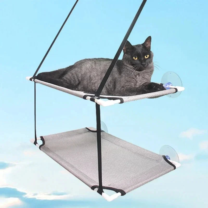 Cat Hammock Suction Cup Windowsill Cat Comfortable Hammocks Summer Breathable Mesh Single/Double Hanging Beds Pet Accessories