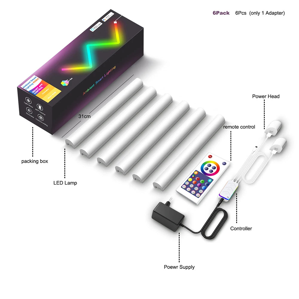 Smart TuYa Wifi APP Control RGB LED Wall Lights For Gaming TV Bedroom Decoration Music Atmosphere Lamps LED Night Lights