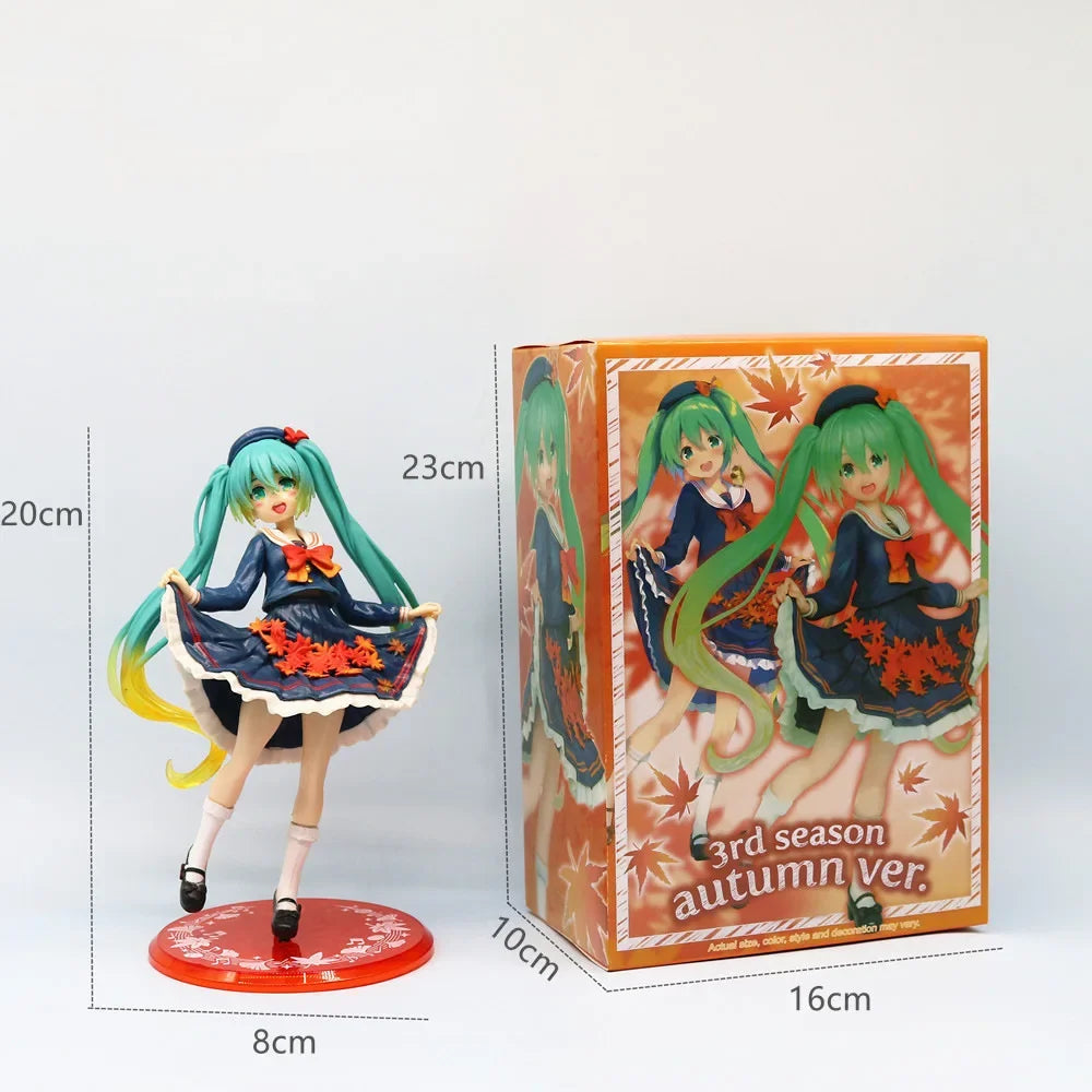 New Hatsune Miku Anime Figure Maple Leaves Seifuku Miku Beauty Girl Statue PVC Action Figurine Collectible Model Toy Gift