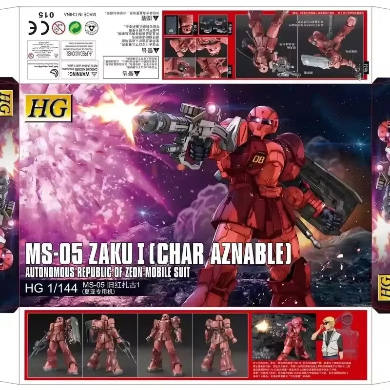 Gto 015 Hg 1/144 Ms-05 Old Red Zaku Char Aznable Dedicated Machine Assembly Model Kit Action Figures  Desktop Ornament Boys Toys