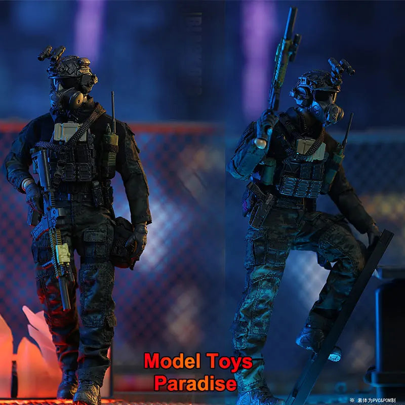 HASUKI SA01 1/12 Men Soldier Special Forces Black Ops Warrior With Equipment Package Full Set 6inch  Action Figure Collection