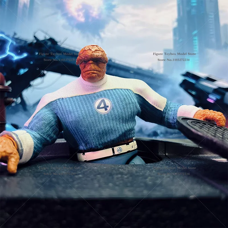 1/12 Comic Fantastic 4 Thing Man Action Figure Blue White Mini Sweater Top Toys Clothes Accessory For 6" Ml Soldier Decoration