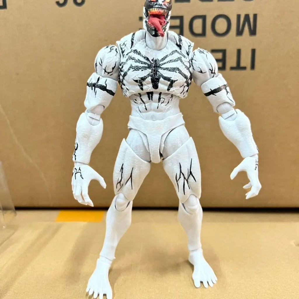 In stock Ko SHF Anti Venom Anime Action Figure White Symbiote Amazing Spider Man Articulated Serum Venom Figurine Model Toy Gift
