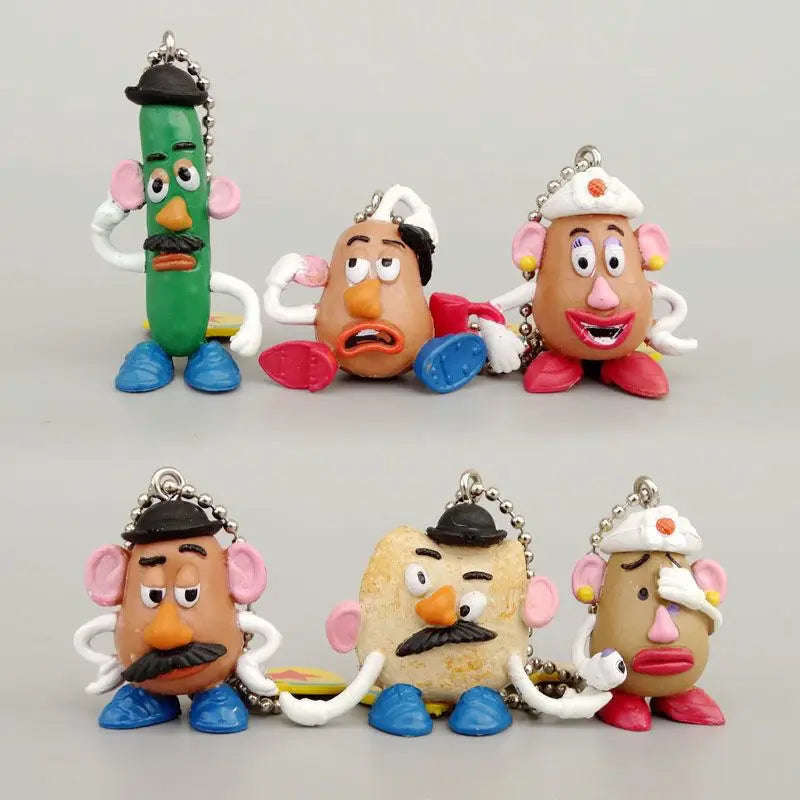 Disney Mr Potato Head Q Edition Keychain Creative High-value Anime Cartoon Cute Shape Potato Chips Cucumber Head Doll Decoration
