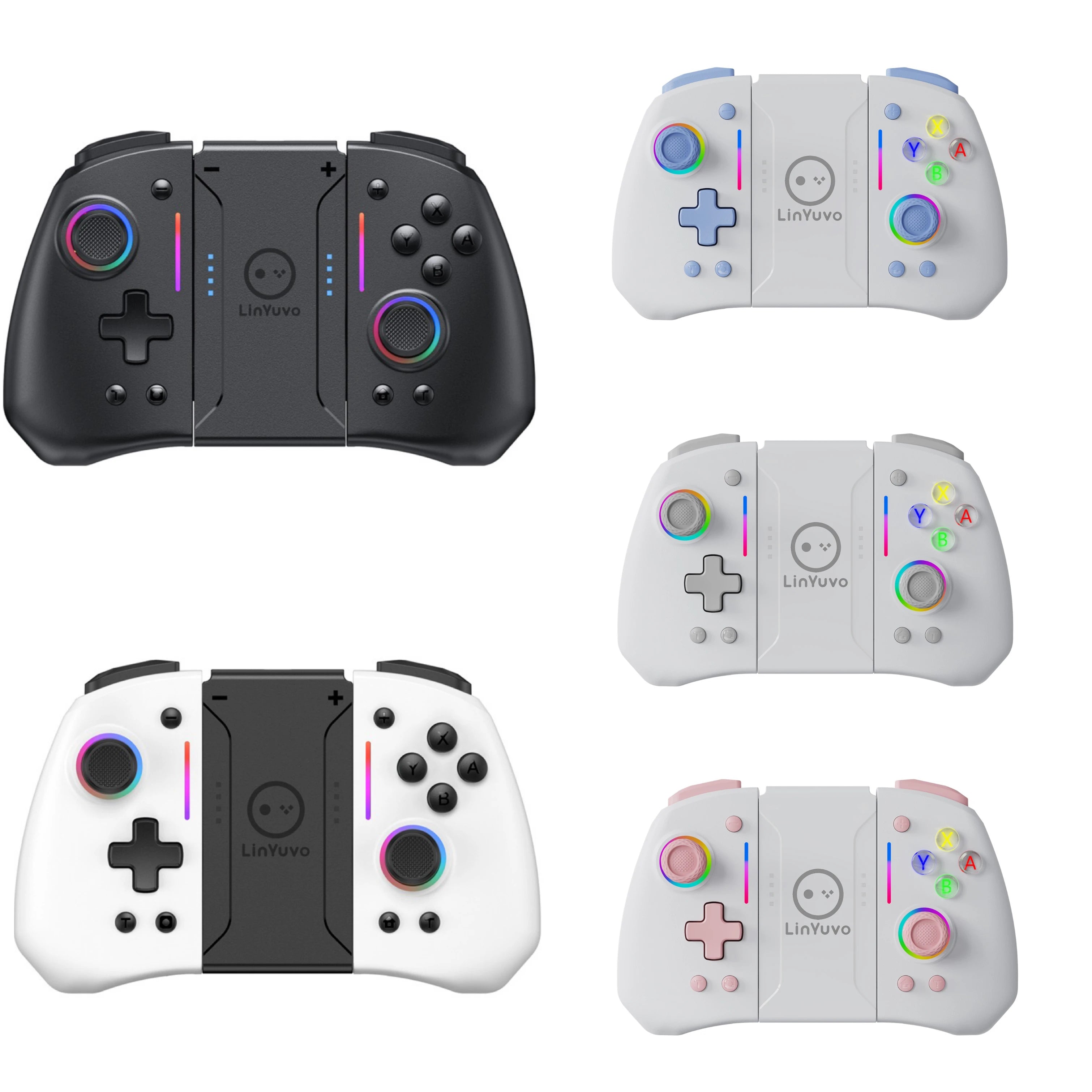 LinYuvo KS42 Joypad Wireless Gamepad Controller for Nintendo Switch/OLED/Lite with RGB Lights 6-axis Gyro Game Handle Joystick