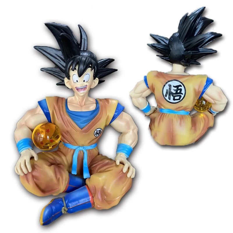 13cm Bandai Dragon Ball Z Anime Figure Sitting Position Son Goku Super Saiyan Action Figure Collection Model Doll Child Toy Gift