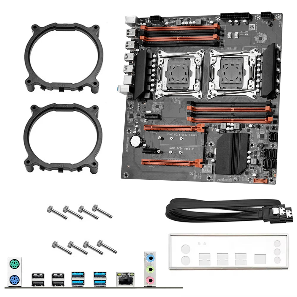 MOUGOl X99 Dual CPU Gaming Motherboard Set lntel Xeon E5 2680 V4&DDR4 64GB (4*16GB) LGA2011-3 M.2 NVME for Server Computer Host