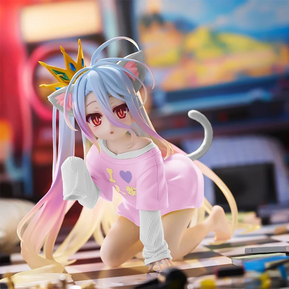 Anime-Figuren TAiTO NO GAME NO LIFE Shiro PVC Desktop Niedliche Ornamente Sammlung Modelle Spielzeug Desktop Niedliche Weihnachtsgeschenke Auf Lager