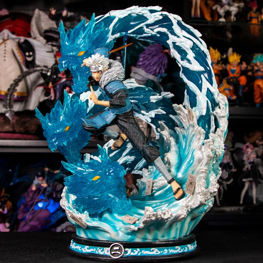 48cm Naruto Tobirama Senju Water Dragon Jutsu Scene GK Statue Large CS Style Anime Model Epic Collectible Diorama for Display