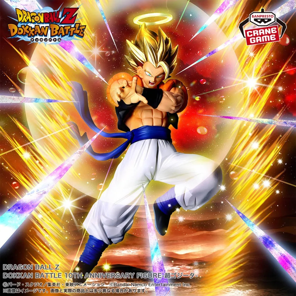 In Stock Bandai Original Genuine Banpresto Dragon Ball Z Dokkan Battle 10th Anniversary Figure Vegetto Gogeta 19cm Model Toys