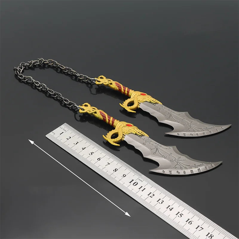 15cm God of War Figure Kratos Chaos Blade Set All Metal Weapon Ornaments Cosplay Sword Samurai Katana Crafts Action Figure Gifts