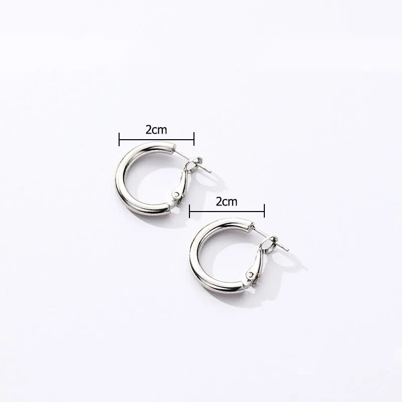 VENTFILLE 925 Sterling Silver Chunky Hoop Earrings for Women Geometric Circle Punk Ear Jewelry Party Gifts 2023 New Dropshipping