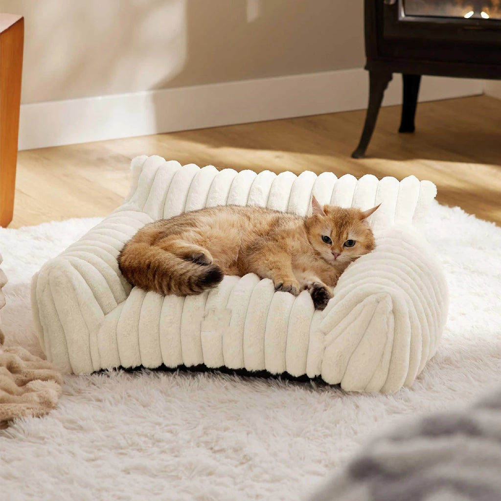 Cat Couch Bed Cute Pet Bed for Small Medium Large Cats Dogs Fluffy Sofa Bed for Pet Indoor with Non-Slip Bottom & Washable Cover