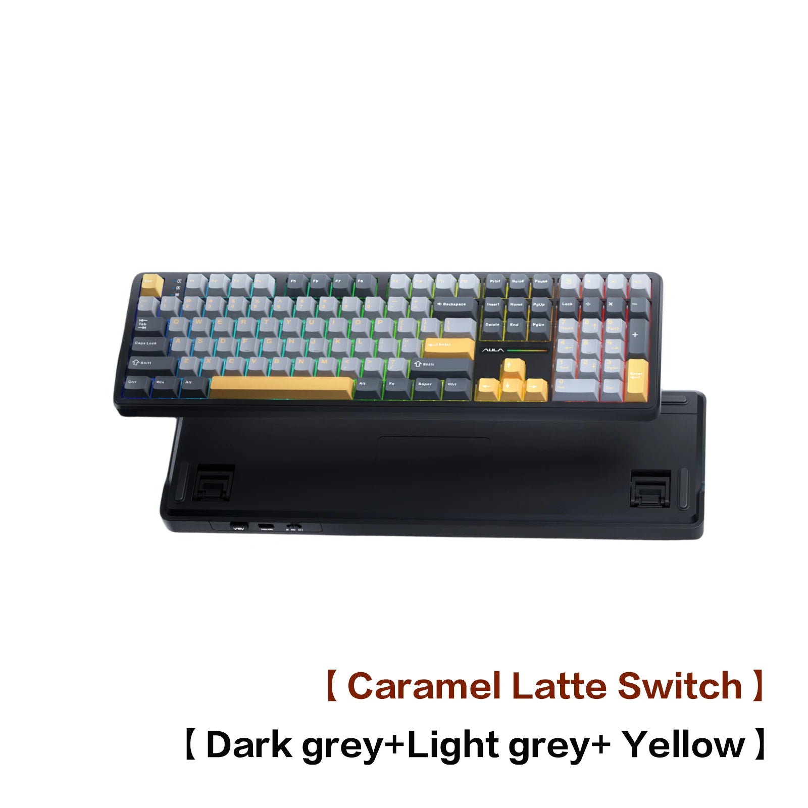 AULA F108 Wired Bluetooth 2.4Gwireless three - mode connection mechanical keyboard gasket structure RGB lighting effect