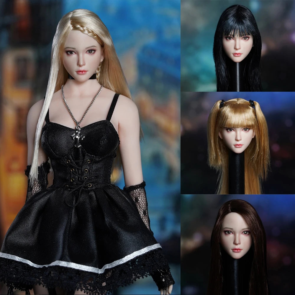 SUPER DUCK SDH028 1/6 Scale Long Hair Girl Head Sculpt Carving Model Fit 12'' Female Soldier Action Figure Body Dolls Toy
