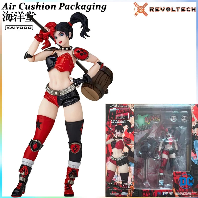 Kaiyodo Genuine Revoltech AMAZING YAMAGUCHI Series Batman Harley Quinn Comics Red Blue Double Ponytail Action Figures Model Toys