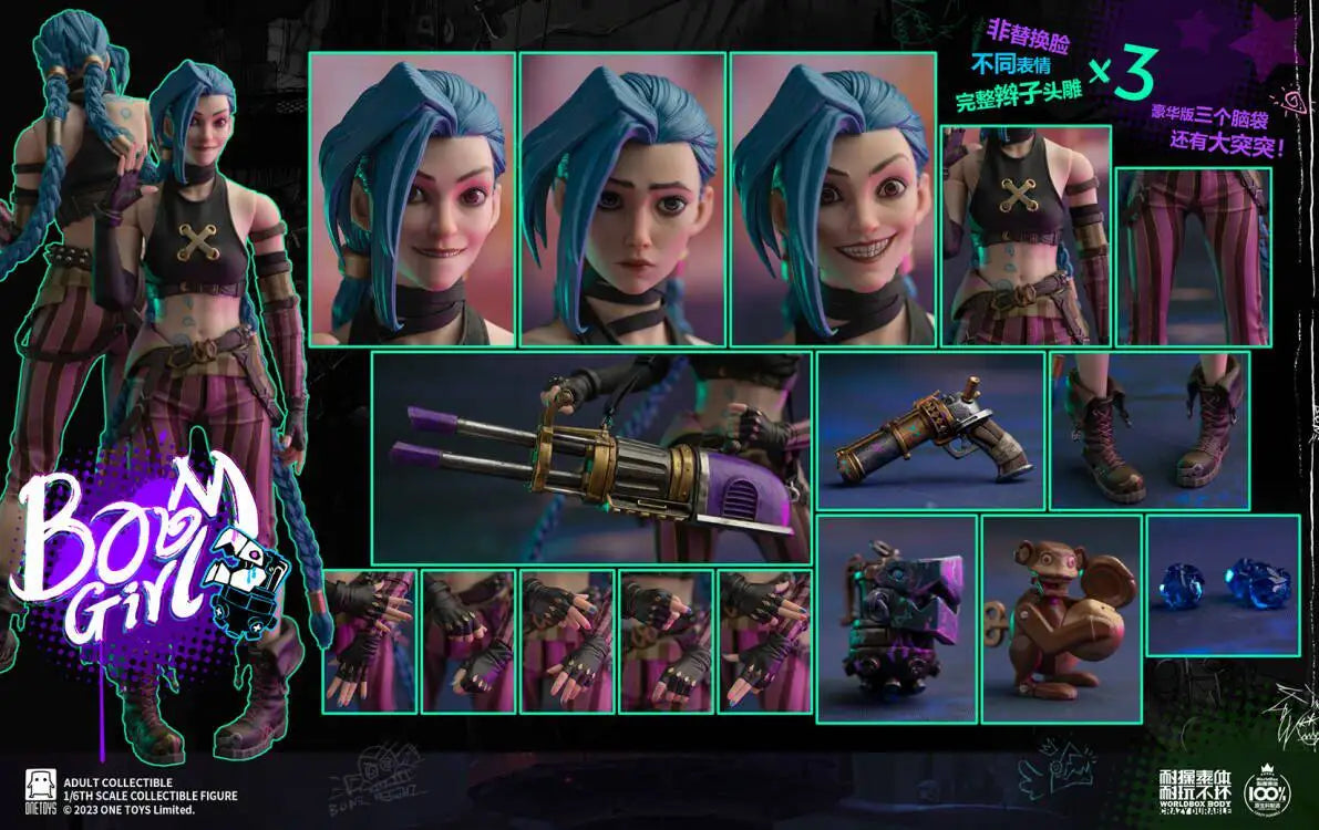 In Stock Genuine Onetoys Boom Girl Arcane Jinx 1/6 Scale Action Figure Deluxe Edition OT021 12inch Full Set Model Toys