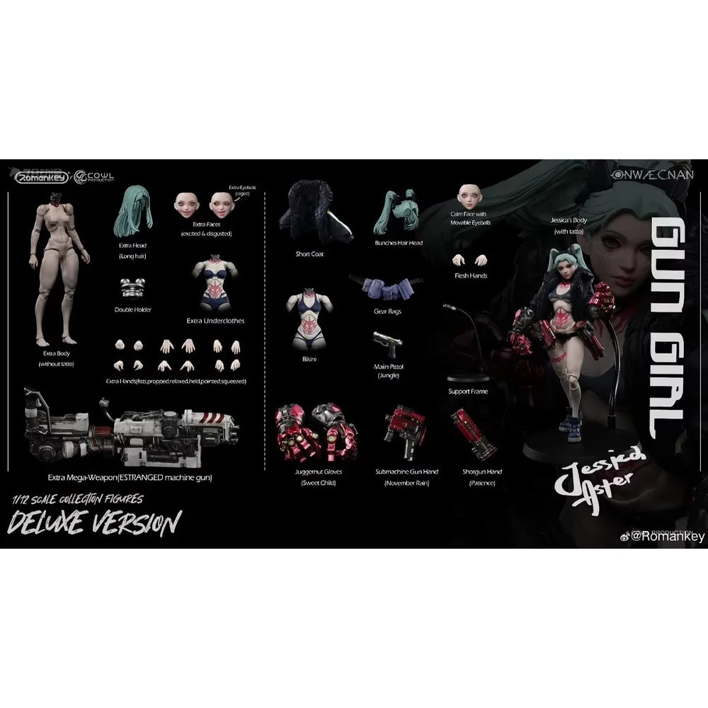 1/12 Romankey X COWL GUN GIRL Jessica Aster Repair ver. Action Figure Toys For Boys /Girls /Kids /Christmas Gift Model Ornaments