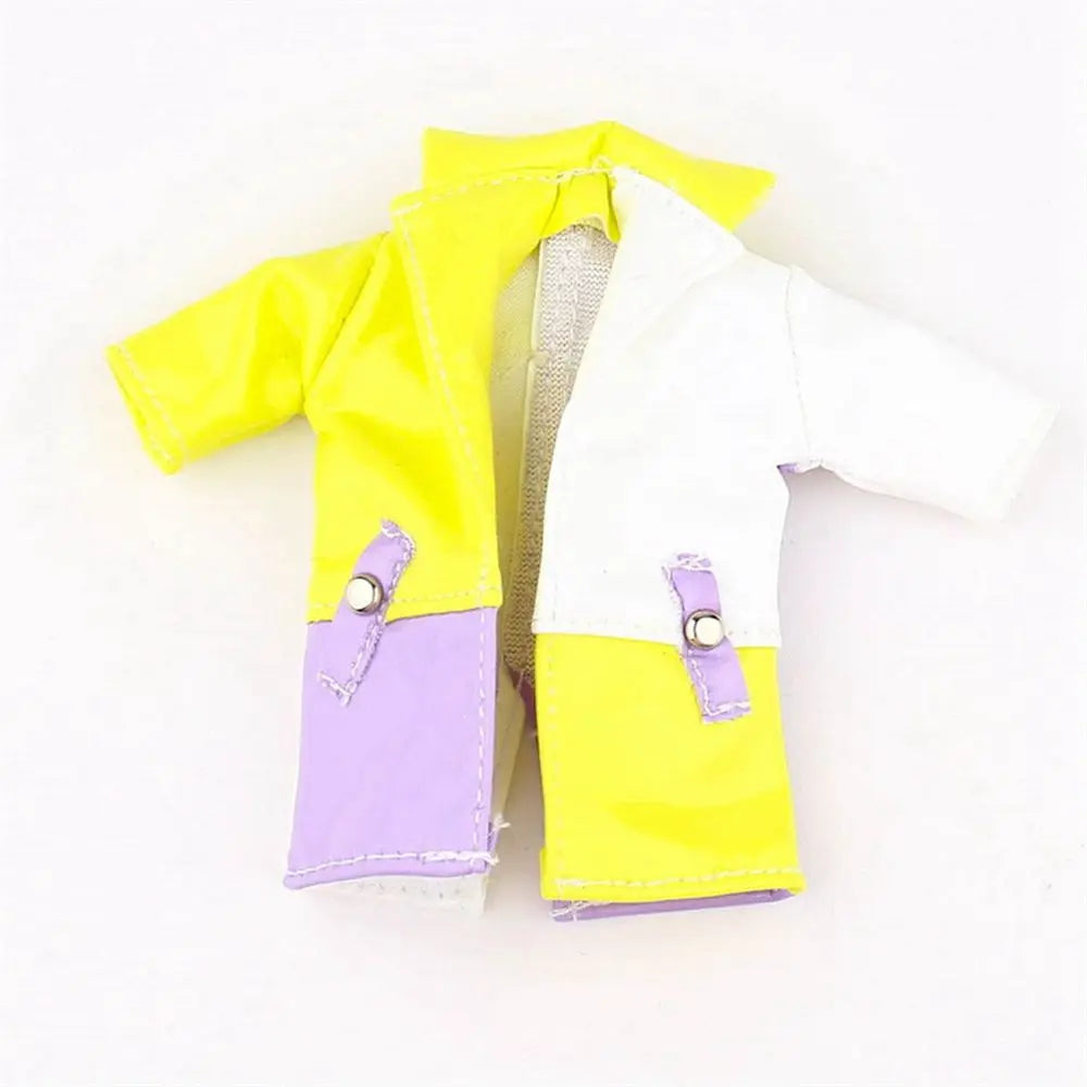 Fashion Clothes for OB11 BJD Dolls PU Leather Jacket Coat Doll Long-sleeved Coat for 1/11 1/12 bjd Doll Casual Clothes