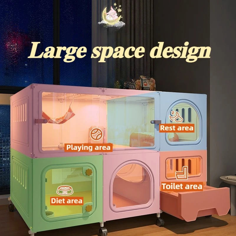 Cat Villa Pulley Design Cat Cage Outdoor Large Space Easy Install Cat's House Shelves Firm and Durable Cats Accessories Supplies