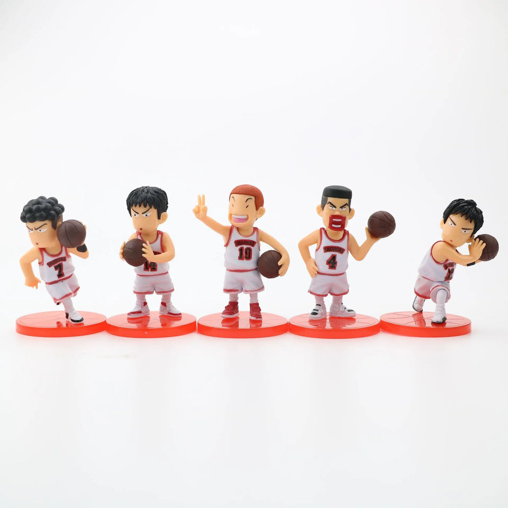 Slam Dunk Q Edition Five Piece Set Sakuragi Hanamichi Ryukawa Maple Shobei Basketball Team Doll Handmade Ornament Car Decoration
