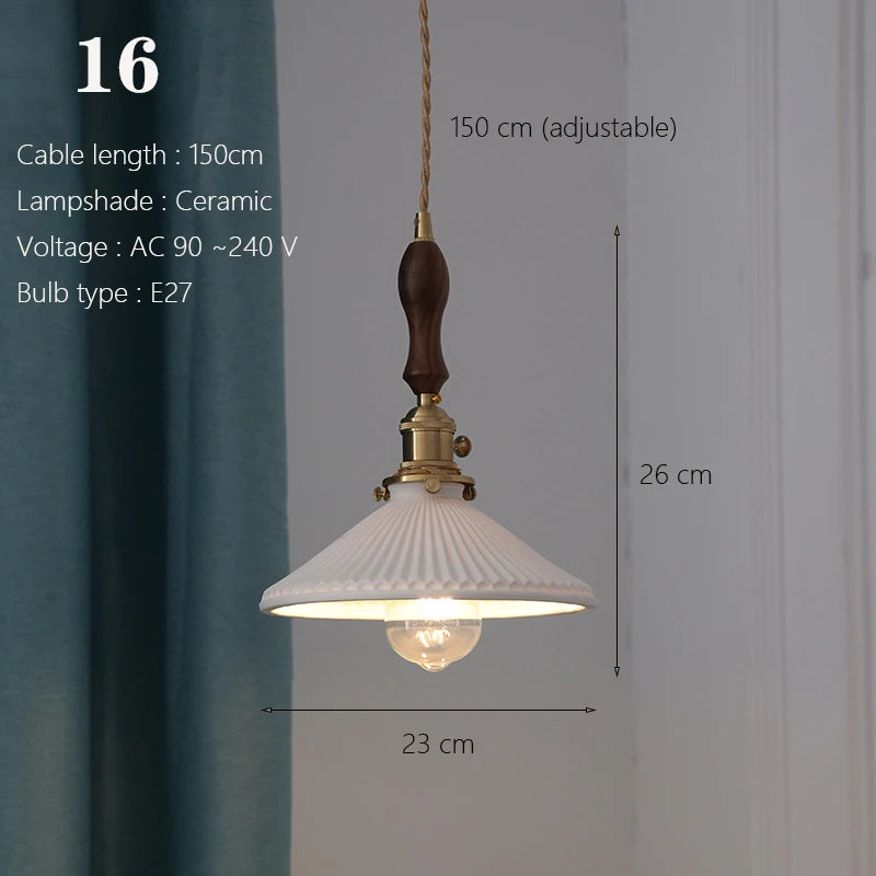 Japanese Ceramic Pendant Lights Scandinavian Light Luxury Pendant Lamp for Living Room Bedroom Dinning Room Kitchen Island