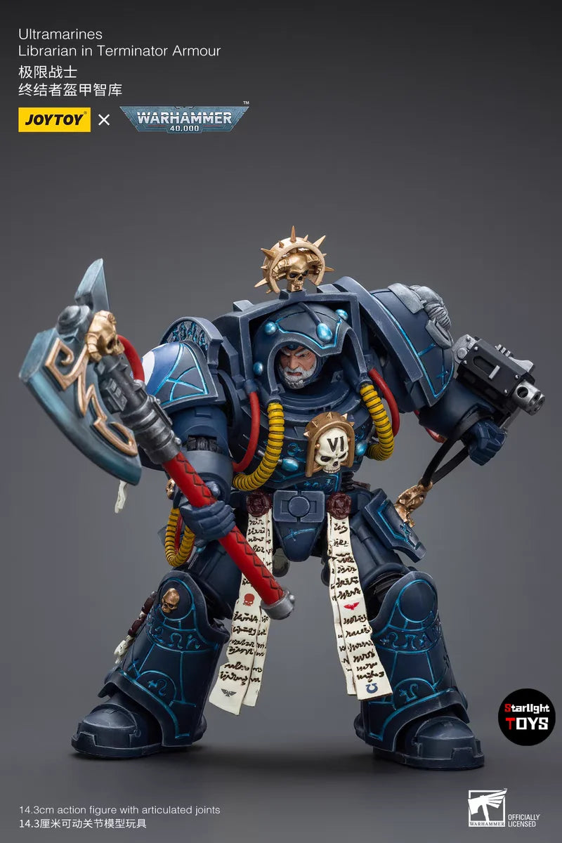 JOYTOY 1/18 Action Figure Warhammer 40K Ultramarines Librarian in Terminator Armour Toys Model Gifts Collection Ornaments