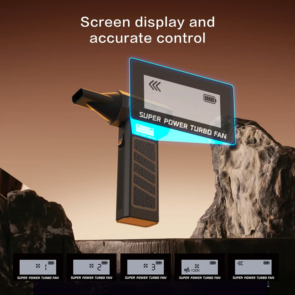 990.000 U/min Hurricane-Staubgebläse Kabelloser Druckluft-Staubwedel Hochgeschwindigkeits-Violent-Ventilator 4-Gang-Turbo-Jet-Gebläse