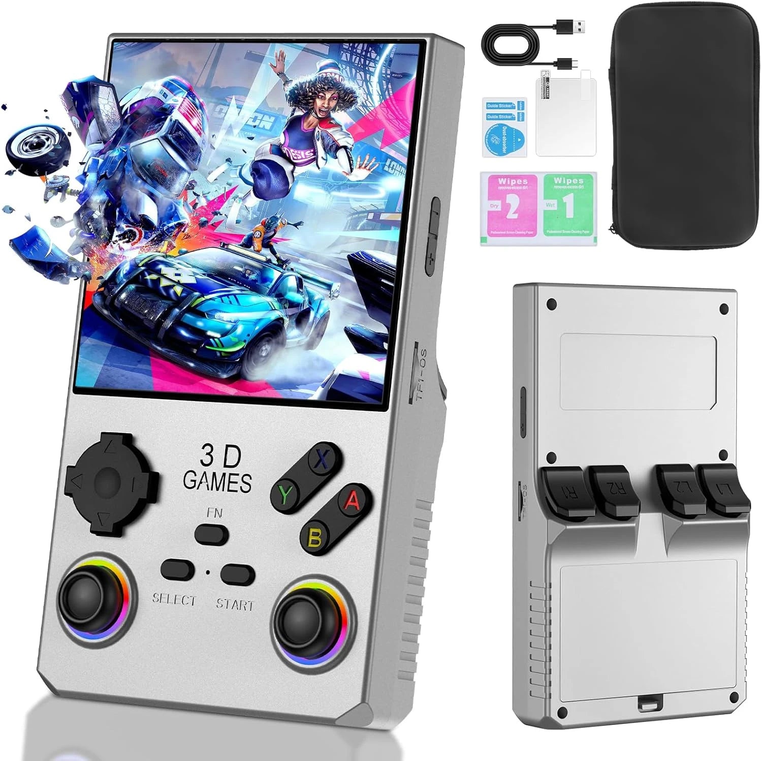 V40 MAX Handheld Game Console 4'' IPS Screen 4000mah Battery Joystick RGB lighting Effect 256GB with more than 40000 games