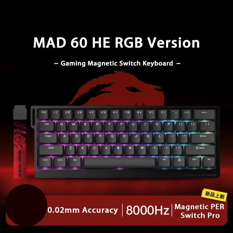 Madlions MAD68 60 Pro Mad Gaming Mechanical Keyboard Magnetic Switch Wired Gaming Accessories Customs Mad60 HE PRO MAD Keyboard
