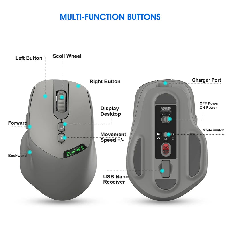 Dual Modus Drahtlose Lade Maus Ergonomische Stumm Bluetooth Maus 2,4G Büro Gaming Universelle Tragbare Maus Für PC Android IOS