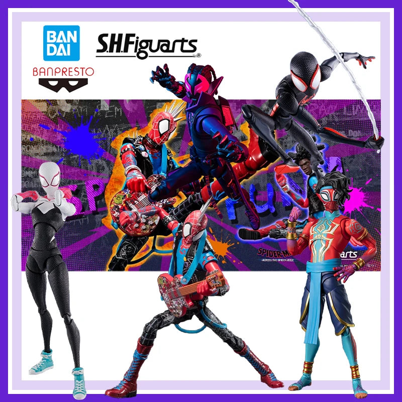 Original Brand New Bandai Banpresto Spider-Man Across The Spider Verse S H Figuarts Spider Gwen Miles Morales Spider Punk Toy