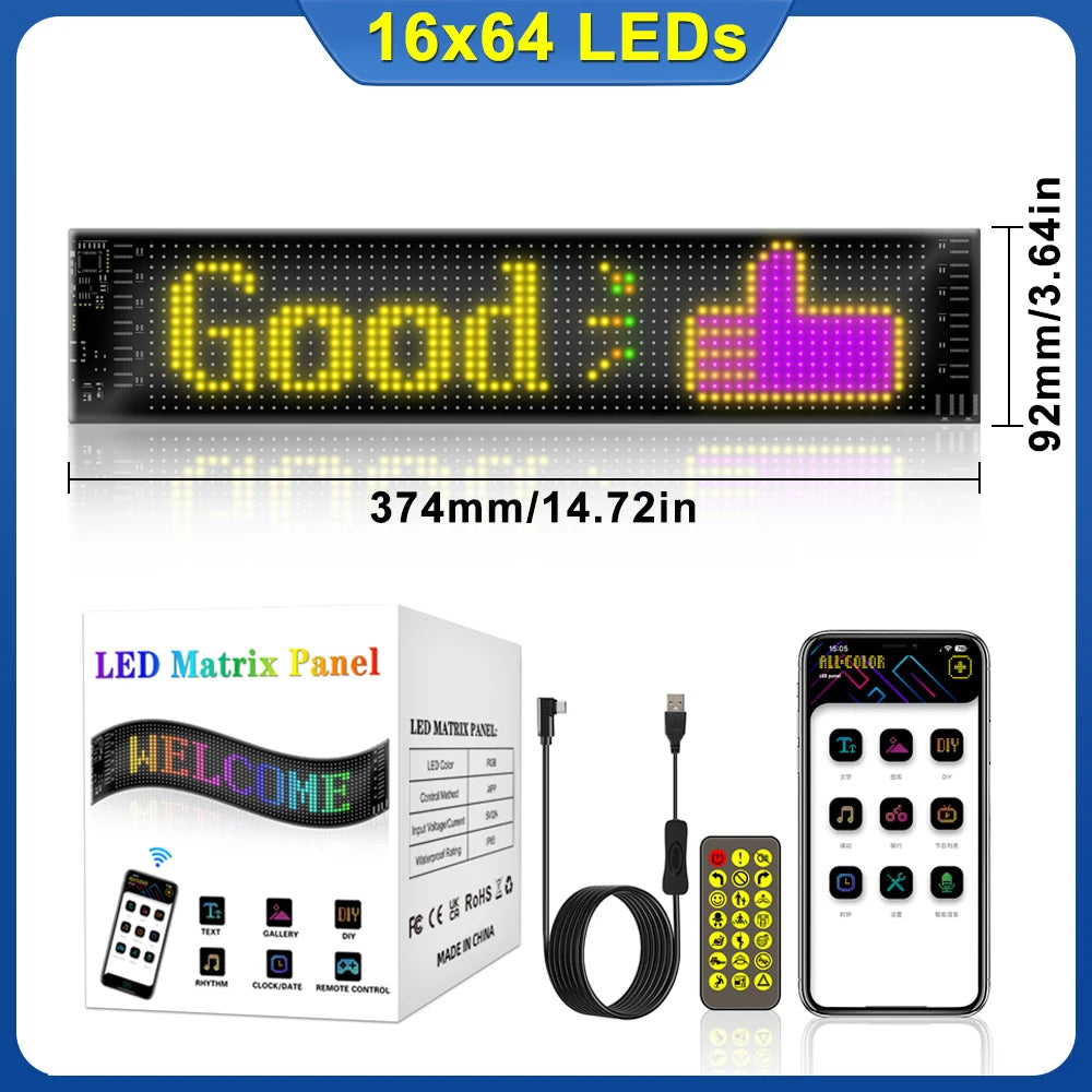 Smart Programmable Devil Eyes Flexible Panel Light For Cars APP Control LED Matrix Display Screen Message Scrolling Light