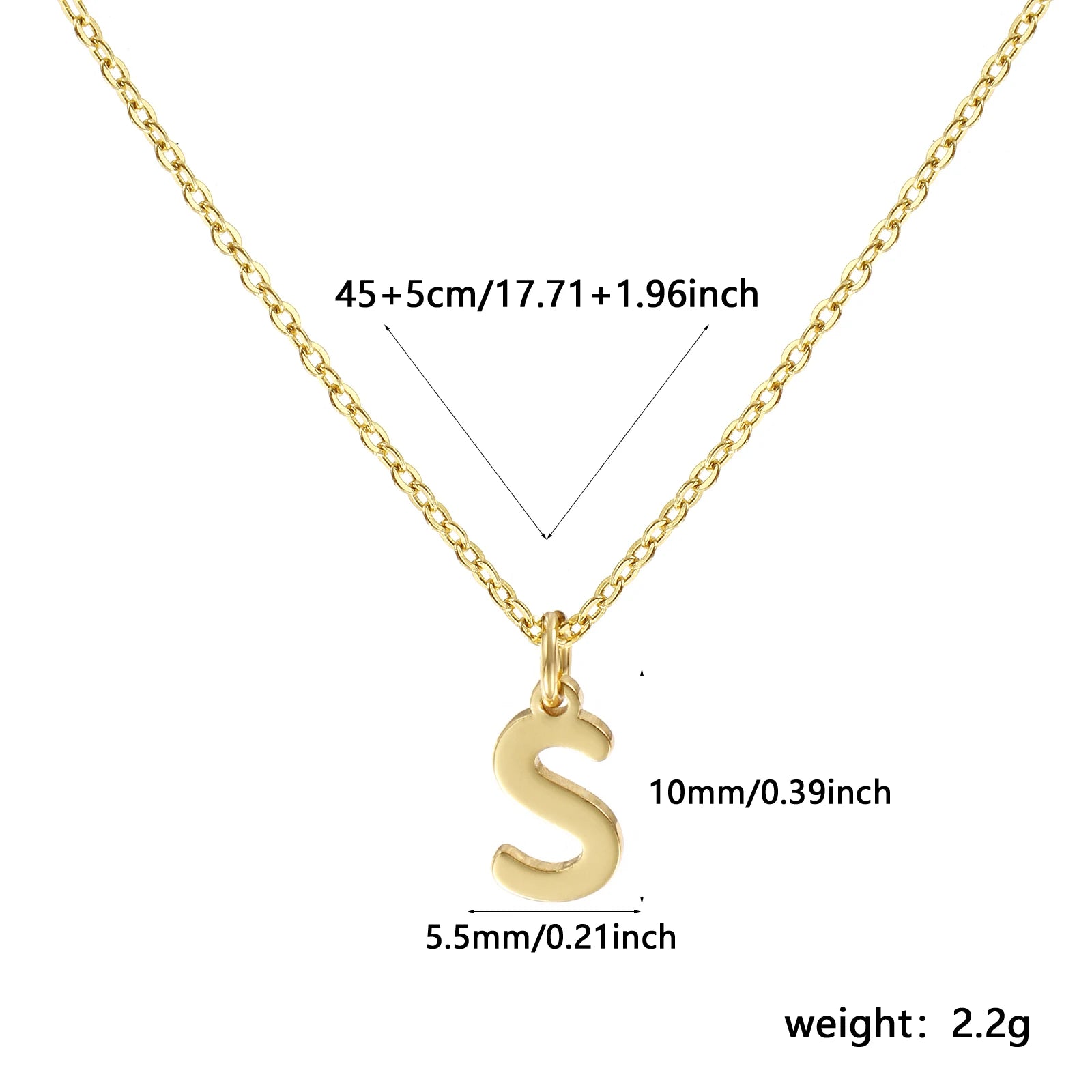 Brass " A-Z " Minimalist Capital Pendant Necklace 18K Real Gold Plated Alphabet Initial Letter Name Jewelry For Women Gift