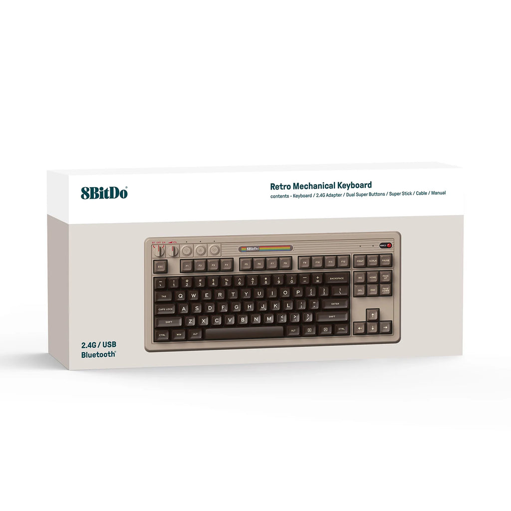 8BitDo Retro Mechanische Tastatur C64 Edition, Bluetooth, 2,4G Wireless und Kabelgebundene 3-Modus-Verbindung, für PC Windows 10 und Android 