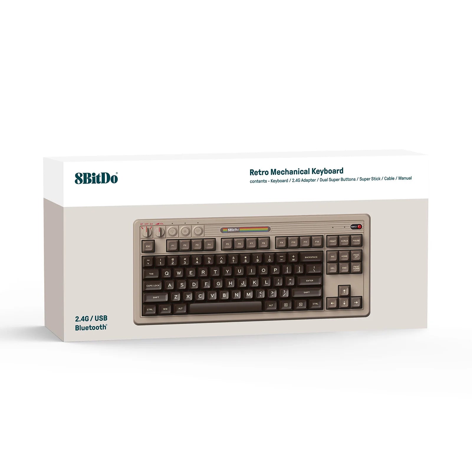 8BitDo Retro Mechanische Tastatur C64 Edition, Bluetooth, 2,4G Wireless und Kabelgebundene 3-Modus-Verbindung, für PC Windows 10 und Android 