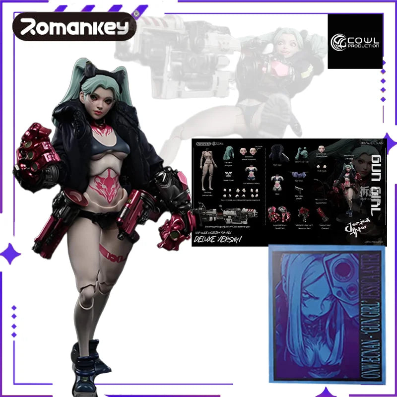 Brand New Stock ROMANKEY Original Gun Girl Rebecca 1/12 Original Movable Machine Girl Female Soldier Action Doll Model Toy Gift