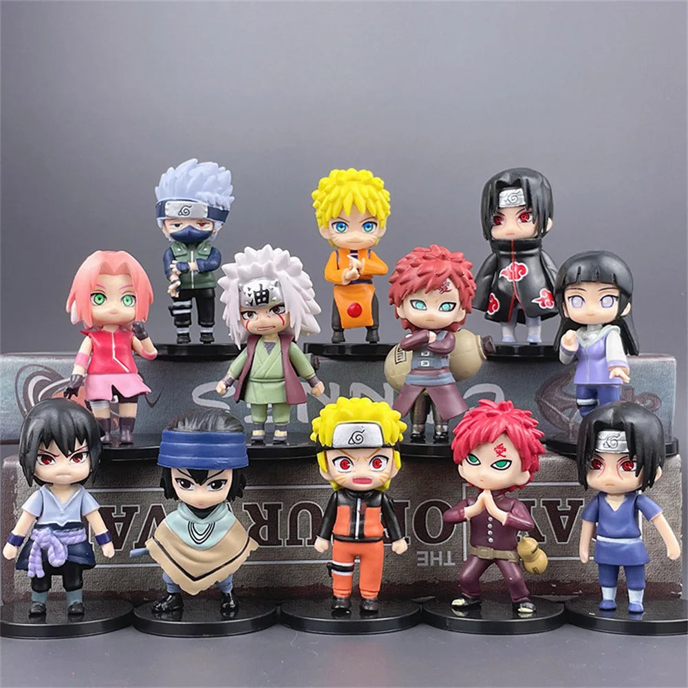7cm 12pcs/set Anime Naruto Figure Model Toy Q Version PVC Shippuden Hinata Sasuke Itachi Kakashi Gaara Action Figure Statue Toy