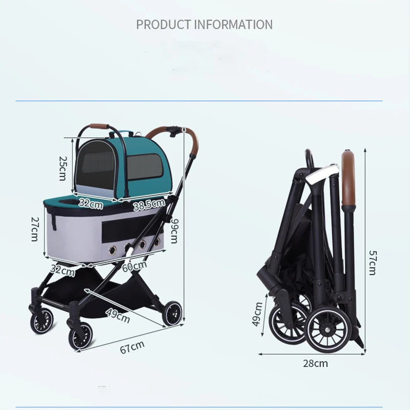 Träger Haustier-Kinderwagen Hund Katze Leichter faltbarer Wagenkorb Rucksack Ein Wagen mit drei Funktionen Käfig Haustier-Reisetrolley