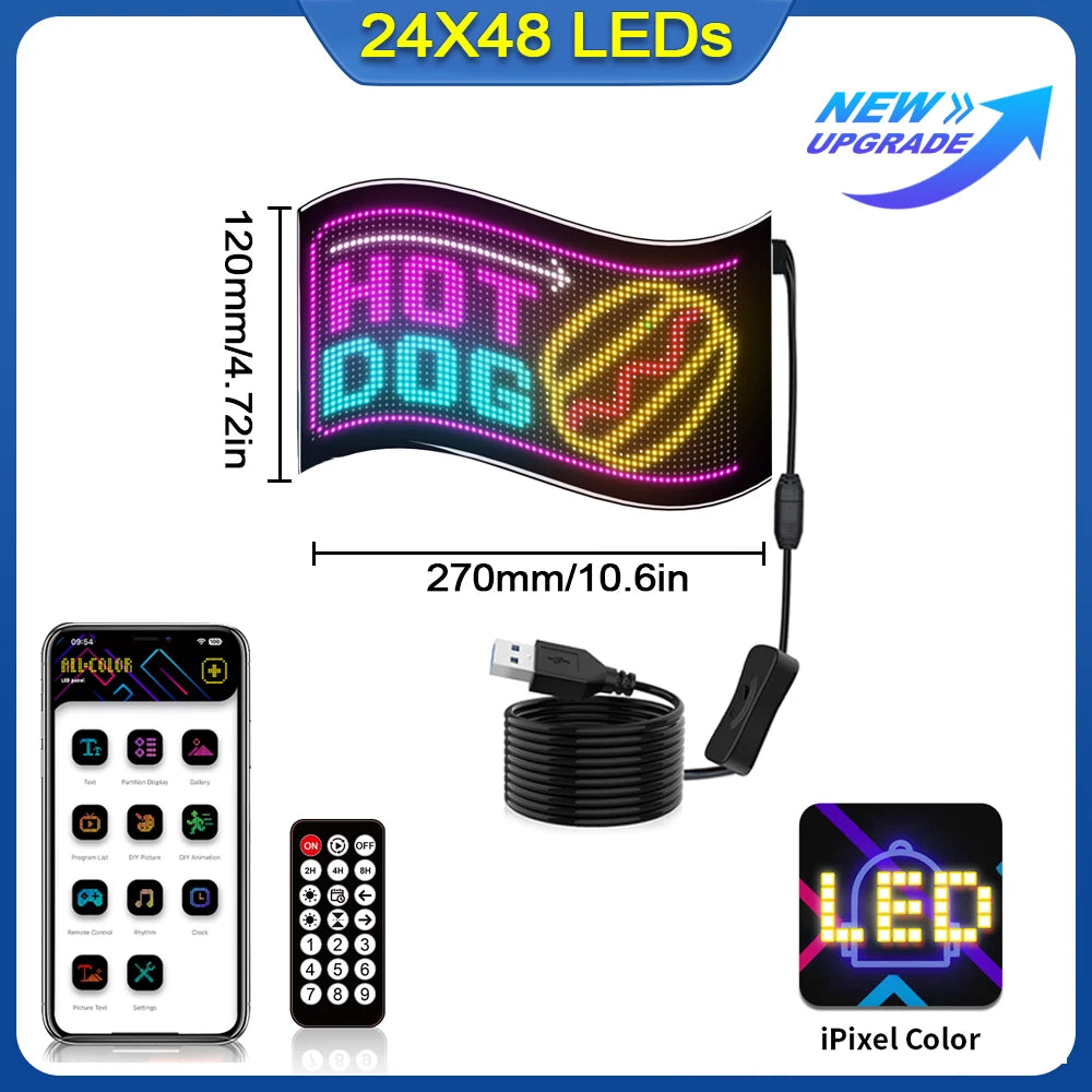 Smart Programmable Devil Eyes Flexible Panel Light For Cars APP Control LED Matrix Display Screen Message Scrolling Light