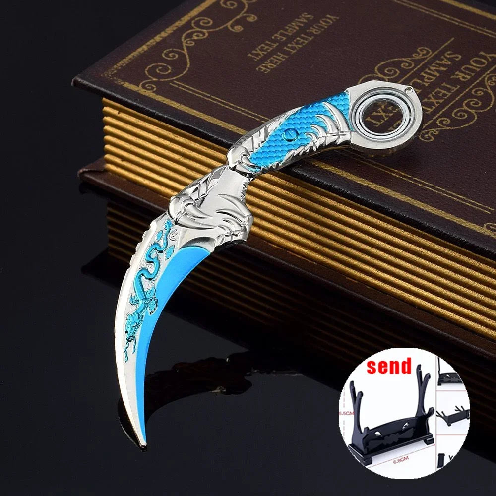 6,7 Zoll chinesischer Drache Karambit Metall Dark Moon Double Thorn Modell Spiel Leben und Tod Peripheriegeräte Golden Dragon Claw Knife Toy