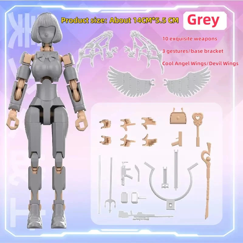 Magical JK Girl Anime Action Figure 3D Printing Multi-Jointed Movable Model Assembled Dummy DIY Robot Desktop Ornament Doll Toy