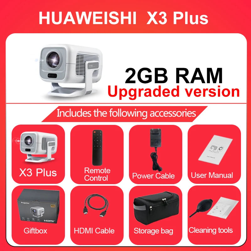 HUAWEISHI 4K Projector Android Native Portable 1080P Auto Focus 600ANSI Video home Cinema Outdoor hd led Projetor