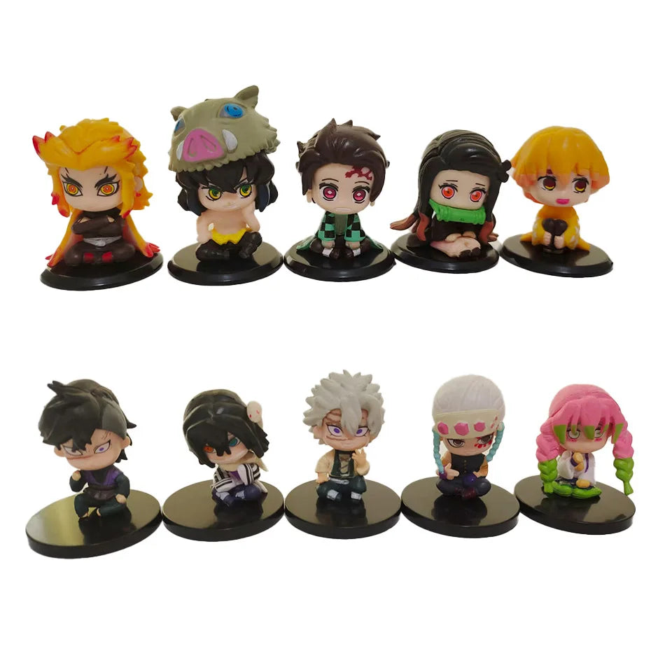 Hot Q Version Demon Slayer Sitting Ghost Doll Tanjiro Nidouzi Inosuke Zenizu Figure Action Figure Movie Model Toys Doll
