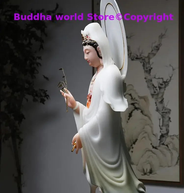 52 cm große buddhistische Jadefigur der Göttin Guan Yin, Gott Avalokiteshvara Buddha, Asien, Heimschutz, Wohlstand, Feng Shui, Top-Statue