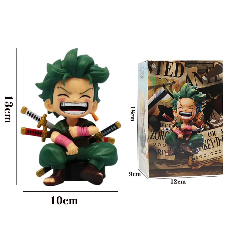 One Piece 13cm Anime Figure One Piece Monkey D Luffy Roronoa Zoro Kawaii Toys Q Figural Nendoroid Car Decoration PVC Model Gift